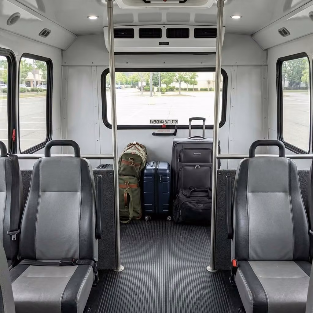 ames 28 passenger minibus luggage area