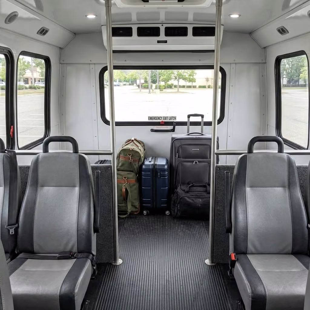 ames 30 passenger minibus luggage area