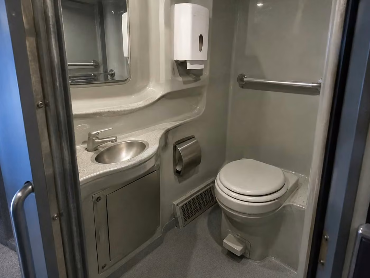ames charter bus onboard restroom