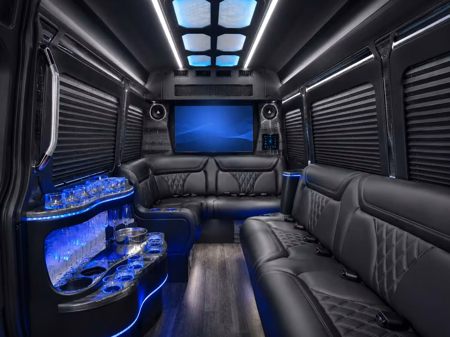 ames corporate charter buses with fast wifi power outlets and tray tables