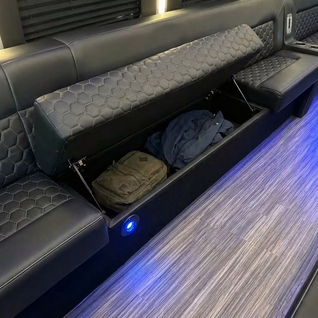 ames party bus under seat storage