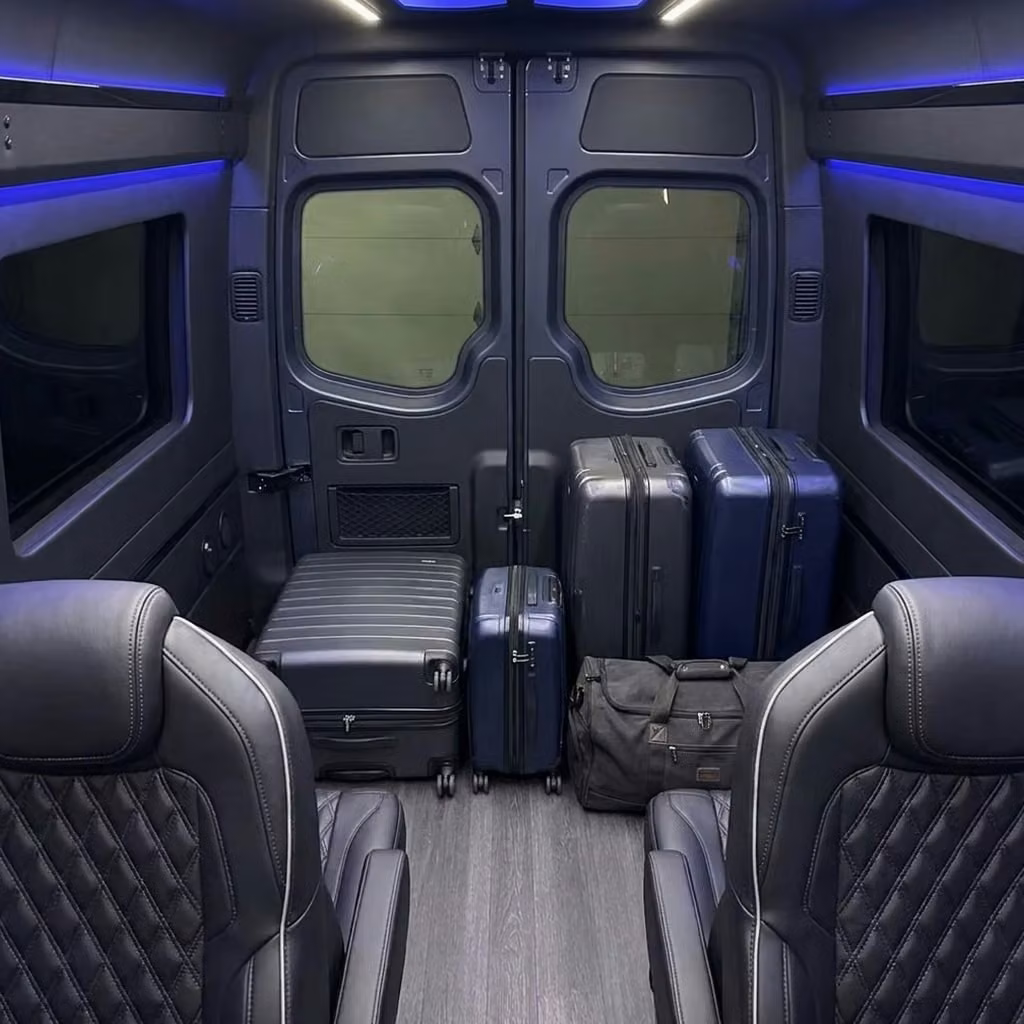 ames sprinter van rental with driver luggage area