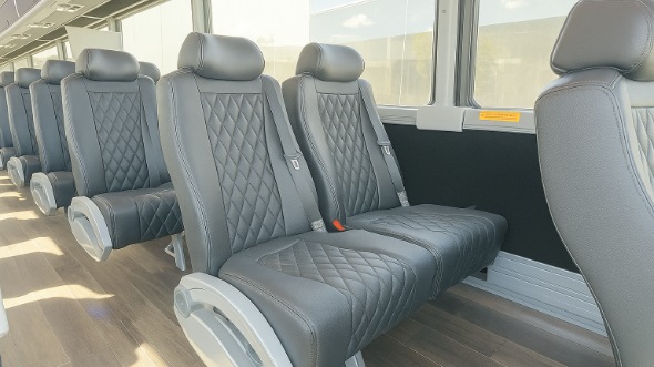 Interior of Charter Bus Company Ames's 30 Passenger Minibus in Ames