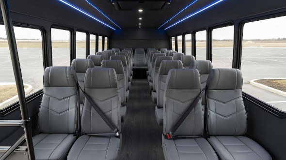 Interior of Charter Bus Company Ames's 35 Passenger Minibus in Ames