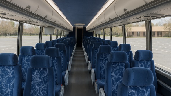 Interior of Charter Bus Company Ames's 56 Passenger Charter Bus in Ames