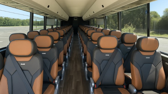 ames 56 passenger charter bus inside
