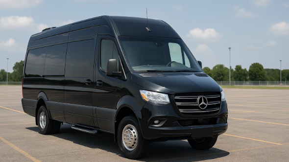 Exterior of Charter Bus Company Ames's Sprinter Limo in Ames