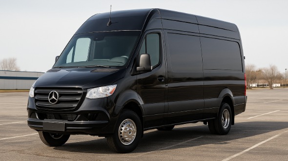 Exterior of Charter Bus Company Ames's Sprinter Van Rental With Driver in Ames
