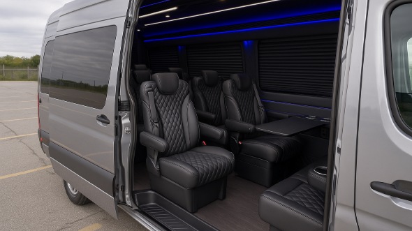 Interior of Charter Bus Company Ames's Sprinter Van Rental With Driver in Ames